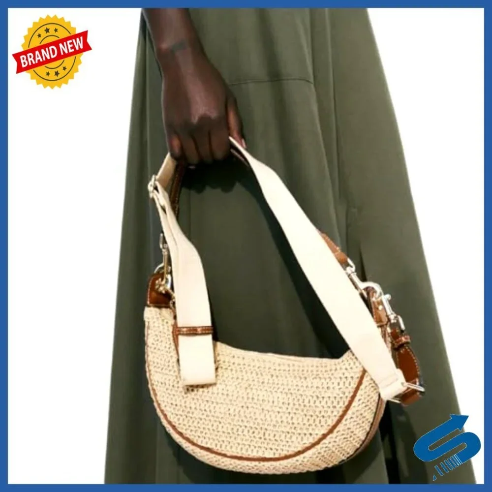 Straw Woven Hobo Crossbody Bag Adjustable Strap Summer Beach Boho Chic